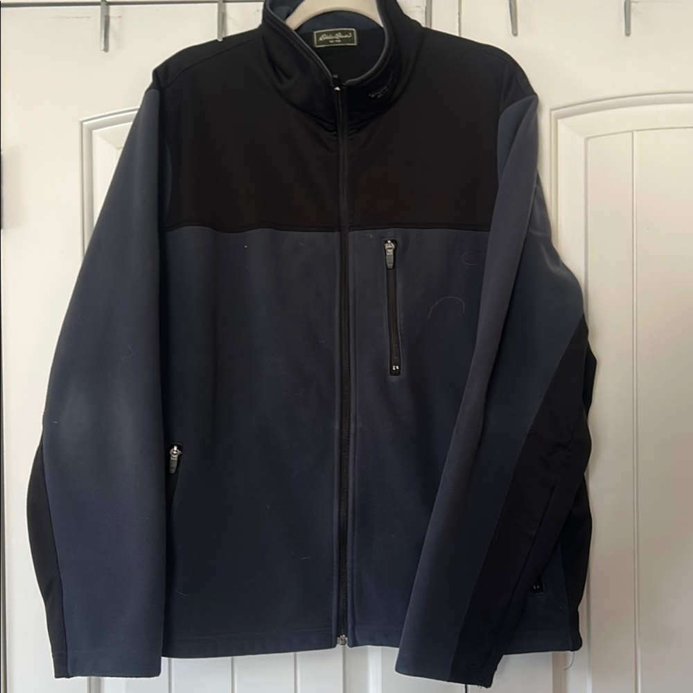 Eddie Bauer Black and Gray Jacket Wind Cutter Fleece XL